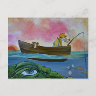 Fishing Lake Monster Postcard