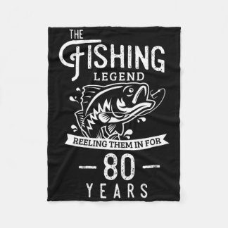 Fishing Legend 80 Years Old Birthday Gift For Fish Fleece Blanket