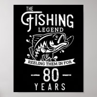 Fishing Legend 80 Years Old Birthday Gift For Fish