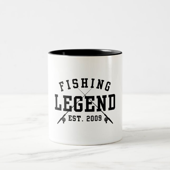 Fishing Legend Established 2009 Two-Tone Coffee Mug (Center)