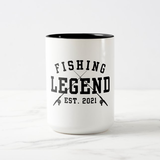 Fishing Legend Established 2021 Two-Tone Coffee Mug (Center)