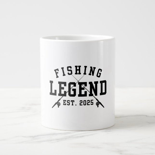 Fishing Legend Established 2025 Large Coffee Mug (Front)