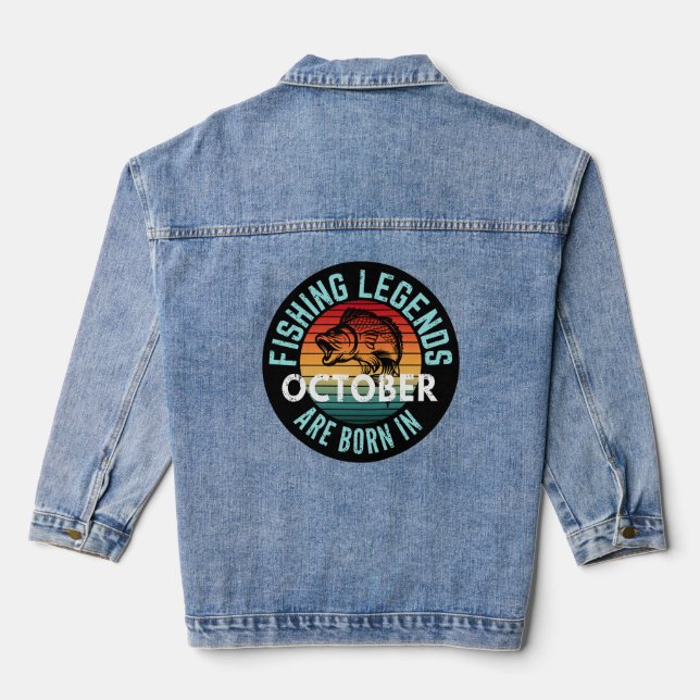 FISHING LEGENDS ARE BORN IN OCTOBER DENIM JACKET (Back)
