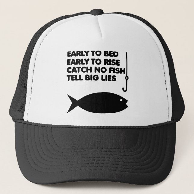 Fishing Lies Funny Ball Cap Trucker Hat (Front)