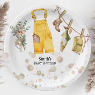 Fishing Little Fisherman Baby Shower  Paper Plate