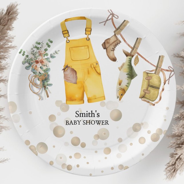 Fishing Little Fisherman Baby Shower  Paper Plate (Creator Uploaded)