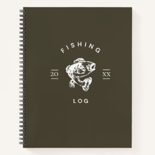 Fishing Log   Rich Earthy Anglers Minimalist Gift Notebook