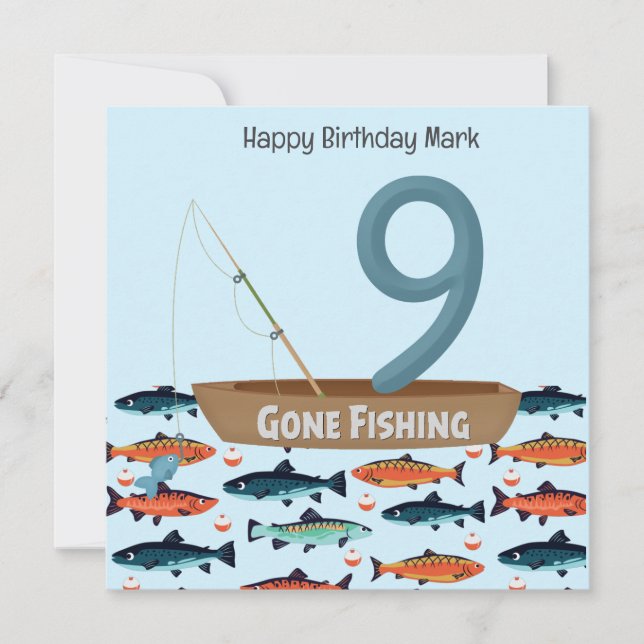 Fishing  Lover 9th Birthday  Card (Front)