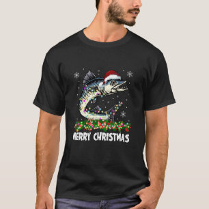 Fishing Lover Matching Santa Hat Barracuda Fish Ch T-Shirt