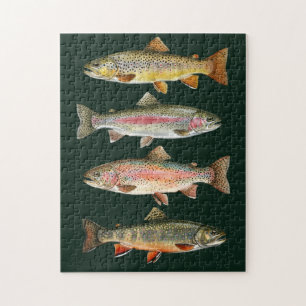 Fishing Lover  – Trout Fishing Design Jigsaw Puzzle