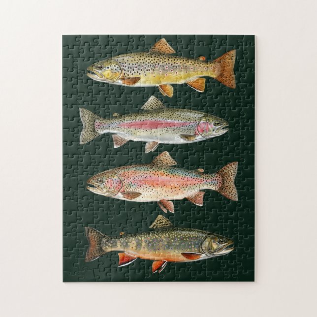 Fishing Lover  – Trout Fishing Design Jigsaw Puzzle (Vertical)