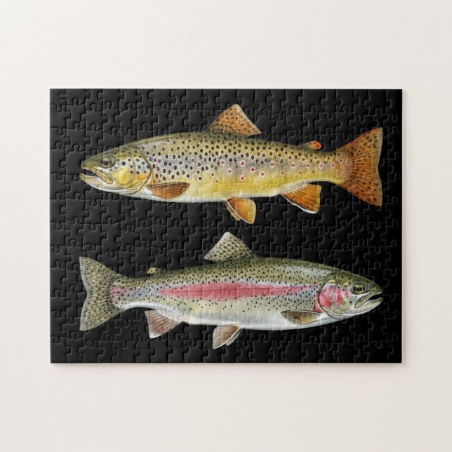Fishing Lover  – Trout Fishing Design Jigsaw Puzzle (Horizontal)