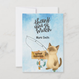 Fishing Lover watercolor for Cat Lovers Thank You Card