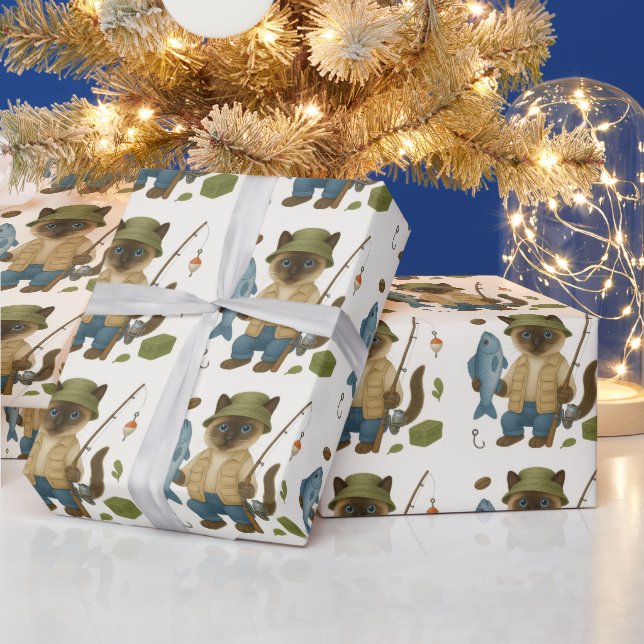 Fishing Lover watercolor for Cat Lovers Wrapping Paper (Holidays)