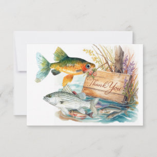 Fishing Lover Watercolor Lake Fishing themed Thank You Card