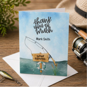 Fishing Lover watercolor Thank You Card