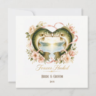 Fishing Lover wedding with rod and flowers  Invitation