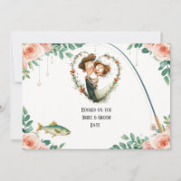 Fishing Lover wedding with rod and flowers