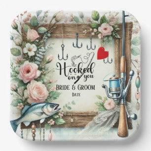 Fishing Lover wedding with rod and flowers  Paper Plate
