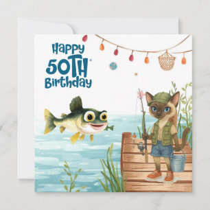 Fishing lovers 50th birthday Fish watercolor Card