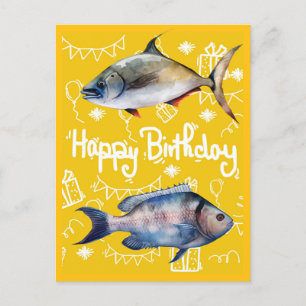 Fishing lovers birthday fishing postcard