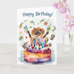 Fishing lovers birthday with Fish watercolor Card