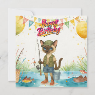 Fishing lovers birthday with Fish watercolor Card