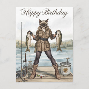 Fishing lovers birthday with Fish watercolor Postcard