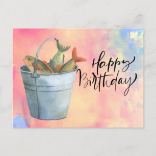 Fishing lovers birthday with Fish watercolor Postcard
