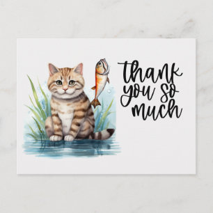 Fishing Lovers  Cat is fishing  Postcard