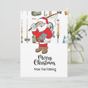 Fishing Lovers Christmas Holiday with Santa Claus Card