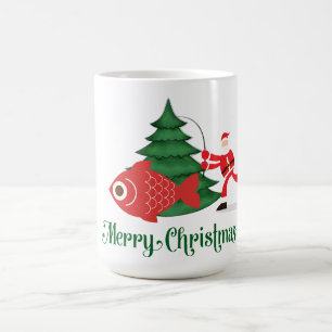 Fishing Lovers Christmas Holiday with Santa Claus Coffee Mug