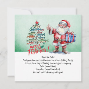 Fishing Lovers Christmas Holiday with Santa Claus Save The Date