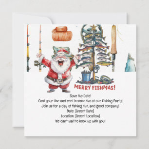 Fishing Lovers Christmas Holiday with Santa Claus Save The Date