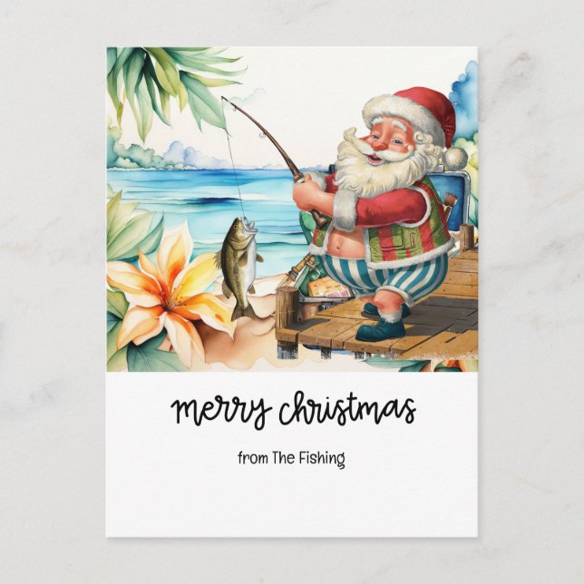 Fishing Lovers Christmas Holiday  with Santa Fish  (Front)