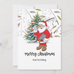 Fishing Lovers Christmas Holiday with Santa Fish Card