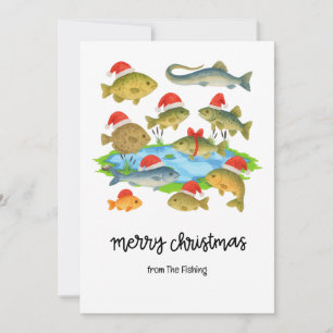 Fishing Lovers Christmas Holiday with Santa Fish Card
