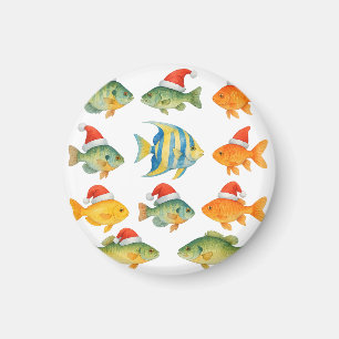 Fishing Lovers Christmas Holiday with Santa Fish Magnet