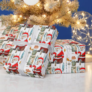 Fishing Lovers Christmas Santa Claus Wrapping Paper