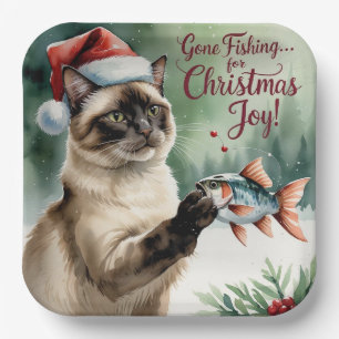 Fishing Lovers Christmas themed for Cat lovers Paper Plate