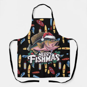 Fishing Lovers Christmas with Santa Claus Fish  Apron
