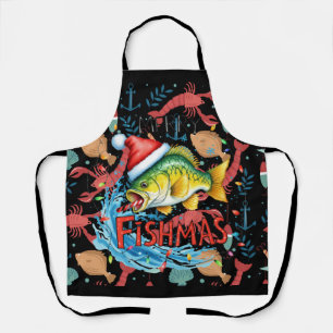 Fishing Lovers Christmas with Santa Claus Fish  Apron