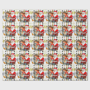 Fishing Lovers Christmas with Santa Claus Fish  Wrapping Paper