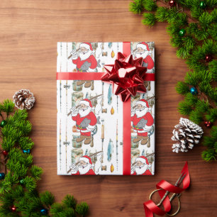 Fishing Lovers Christmas with Santa Claus Fish Wrapping Paper