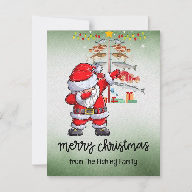 Fishing Lovers Christmas with Santa Claus Holiday Card (Front)