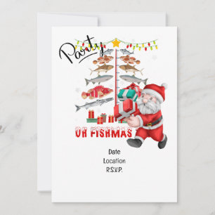 Fishing Lovers Christmas with Santa Claus Invitation