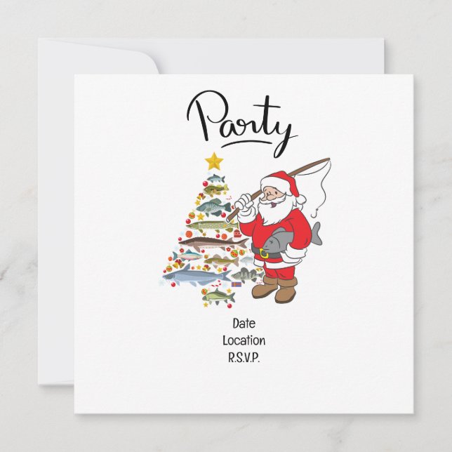 Fishing Lovers Christmas with Santa Claus Save The Date (Front)