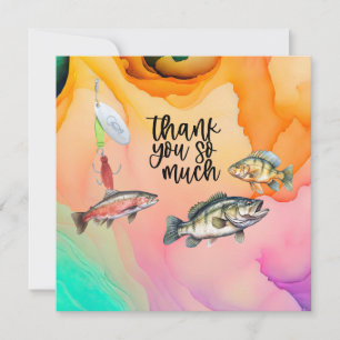 Fishing lovers  Fish  Hook watercolor Thank You Card