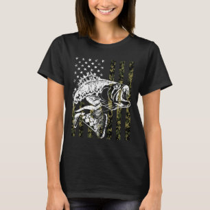 Fishing Lovers Fishing Vintage American Flag  T-Shirt
