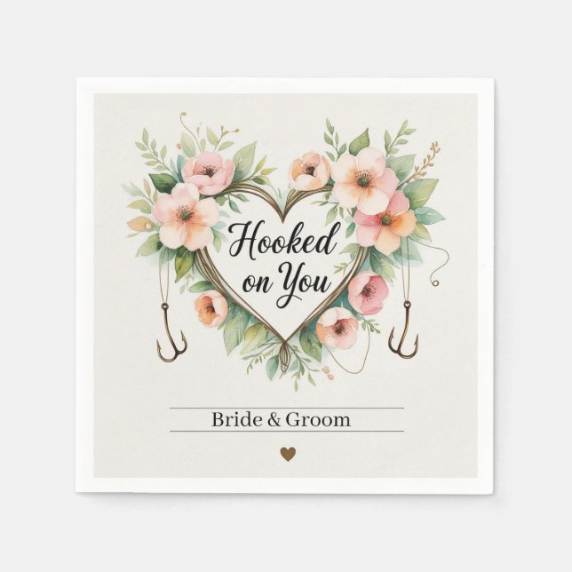 Fishing lovers Hook on you for  Wedding  Napkin (Front)